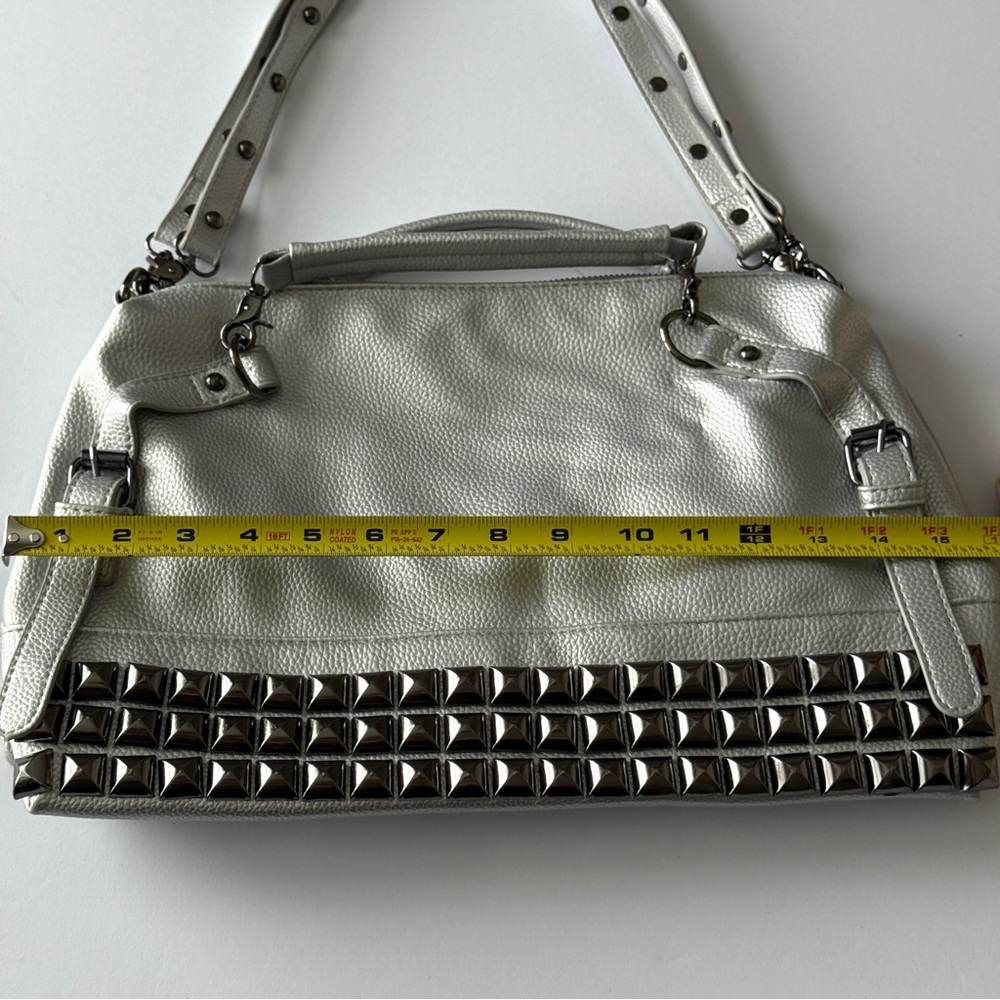 Silver Handbag with Studs Design |Shoulder Bag - Picture 11 of 11